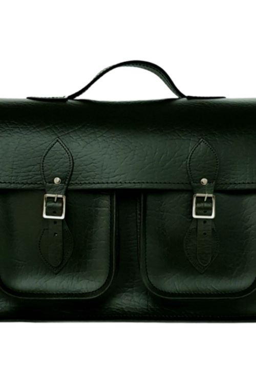 Twin Pocket Executive Handmade Leather Satchel – British Racing Green