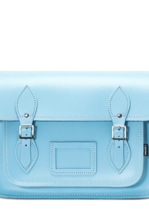 Handmade Leather Satchel – Pastel Baby Blue